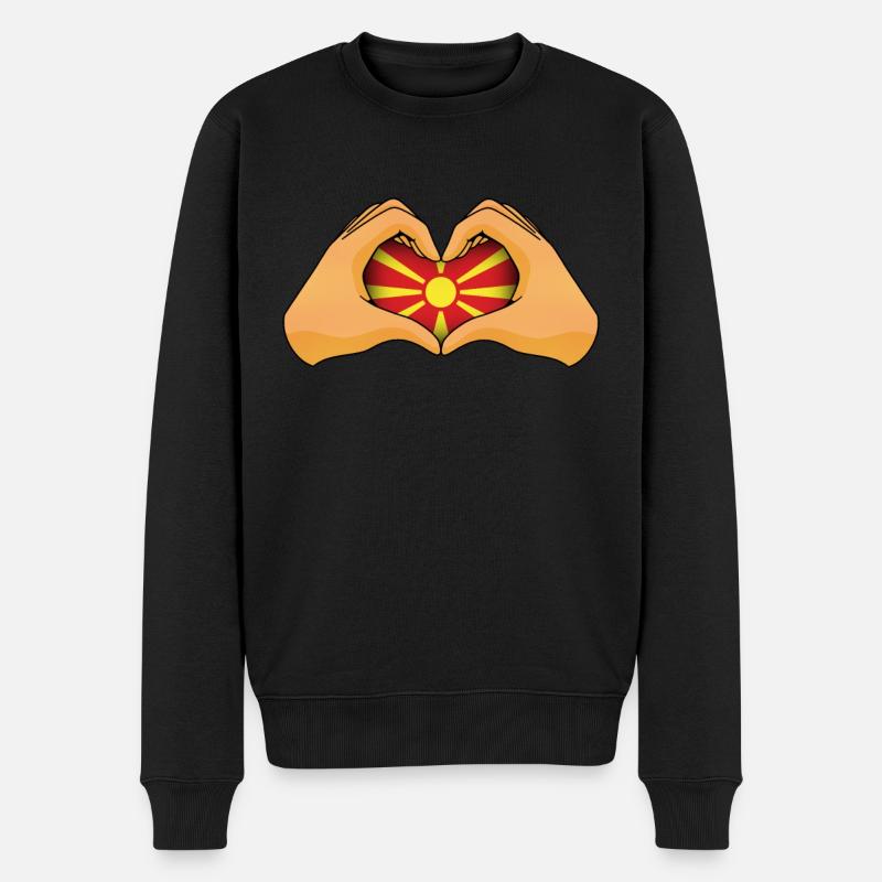 Nordmazedonien - Männer Premium Bio Pullover - Schwarz