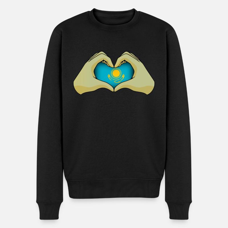 Kasachstan - Männer Premium Bio Pullover - Schwarz