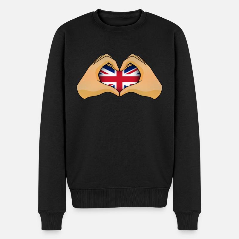 Großbritannien - Männer Premium Bio Pullover - Schwarz