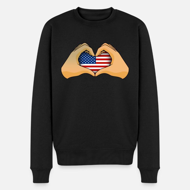 USA - Männer Premium Bio Pullover - Schwarz