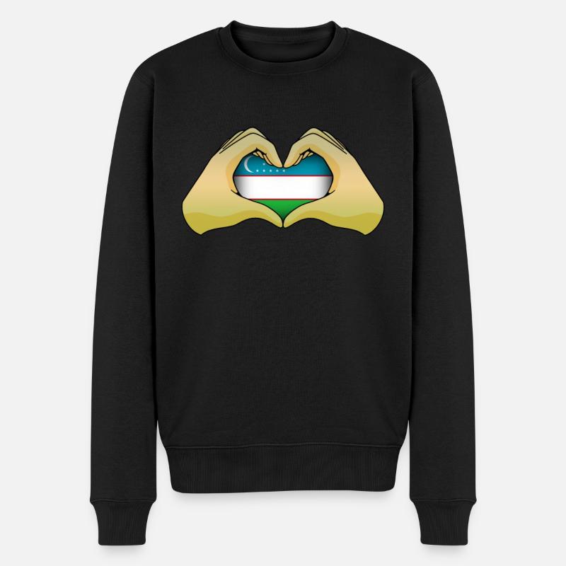 Usbekistan - Männer Premium Bio Pullover - Schwarz