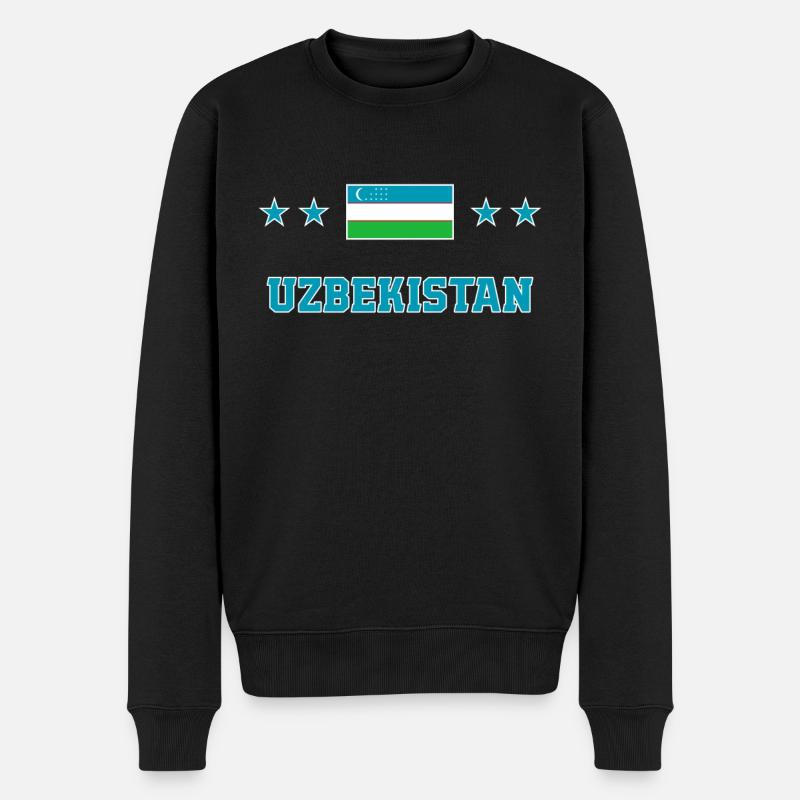 Usbekistan - Männer Premium Bio Pullover - Schwarz