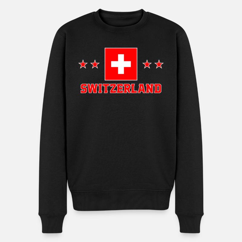 Schweiz - Männer Premium Bio Pullover - Schwarz