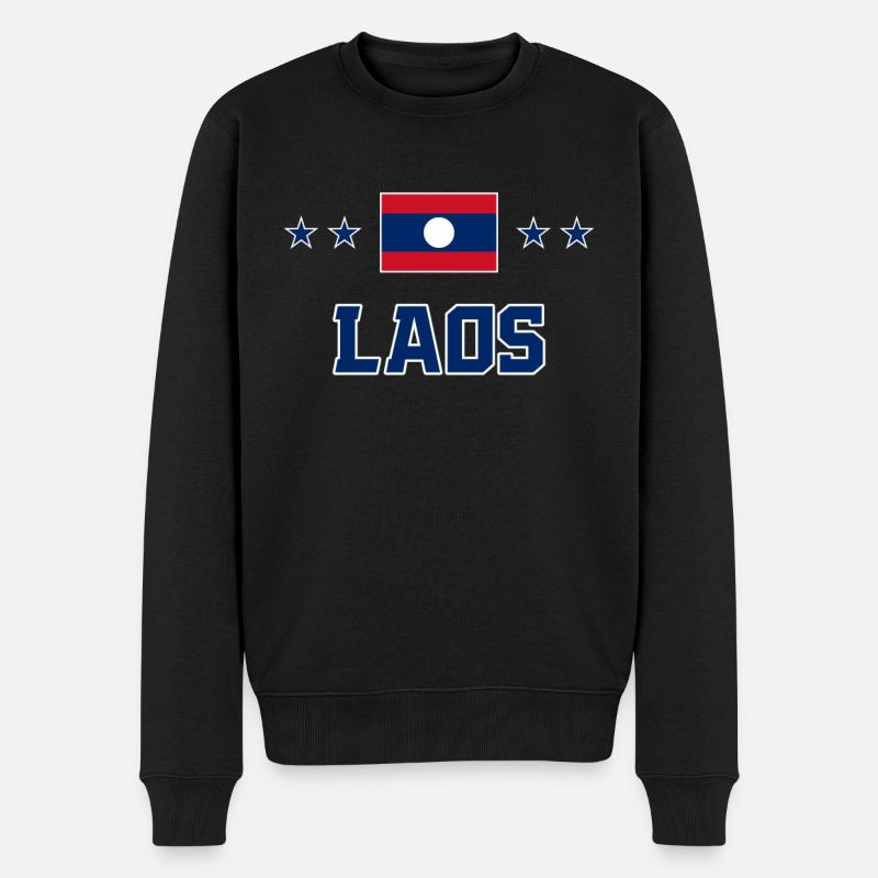 Laos - Männer Premium Bio Pullover - Schwarz