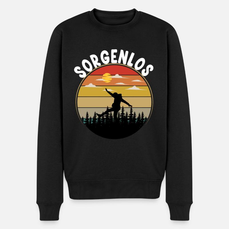 Sorgenlos Natur Freiheit - Männer Premium Bio Pullover - Schwarz