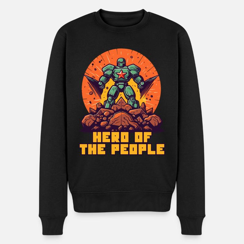 Volksheld, Held der Leute - Männer Premium Bio Pullover - Schwarz