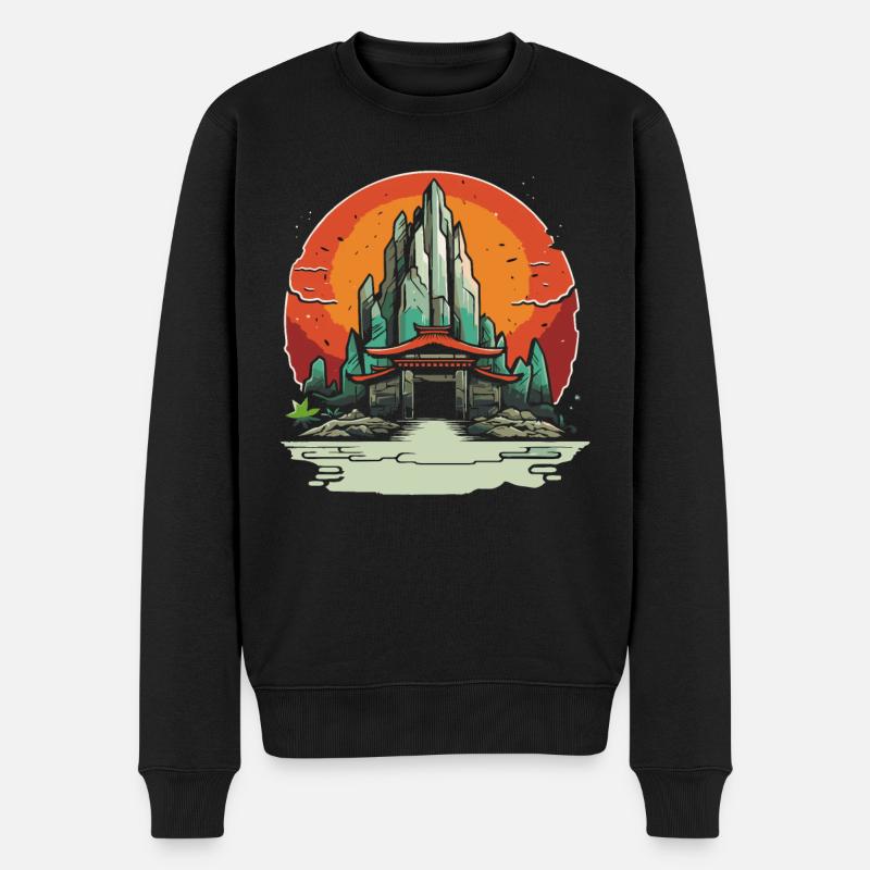 Japanischer Anime Tempel - Männer Premium Bio Pullover - Schwarz