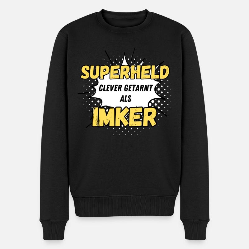 Superheld clever getarnt als Imker - Männer Premium Bio Pullover - Schwarz