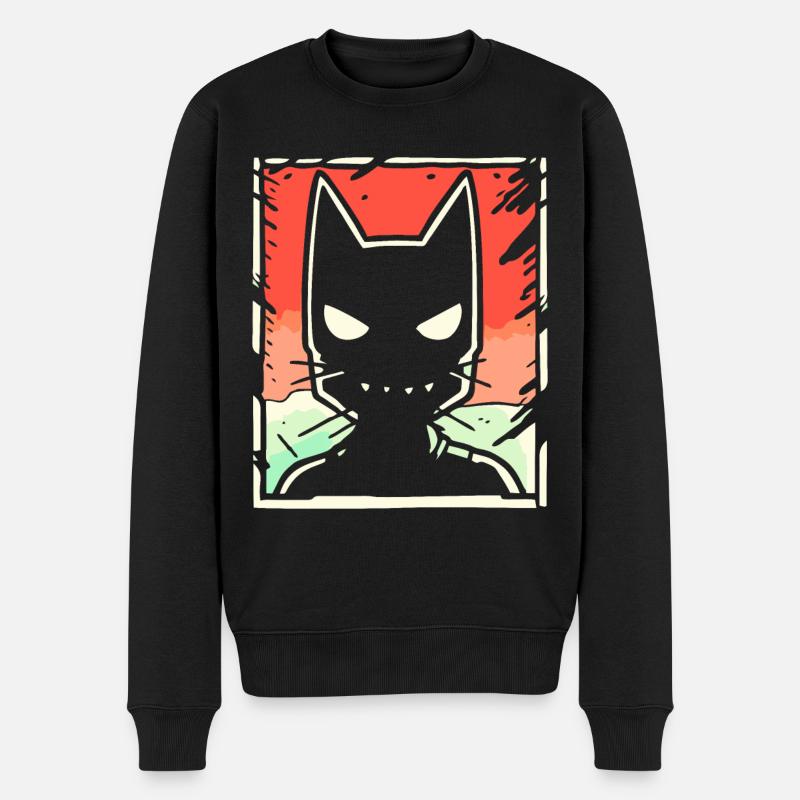 Cartoon Schatten Katze - Männer Premium Bio Pullover - Schwarz