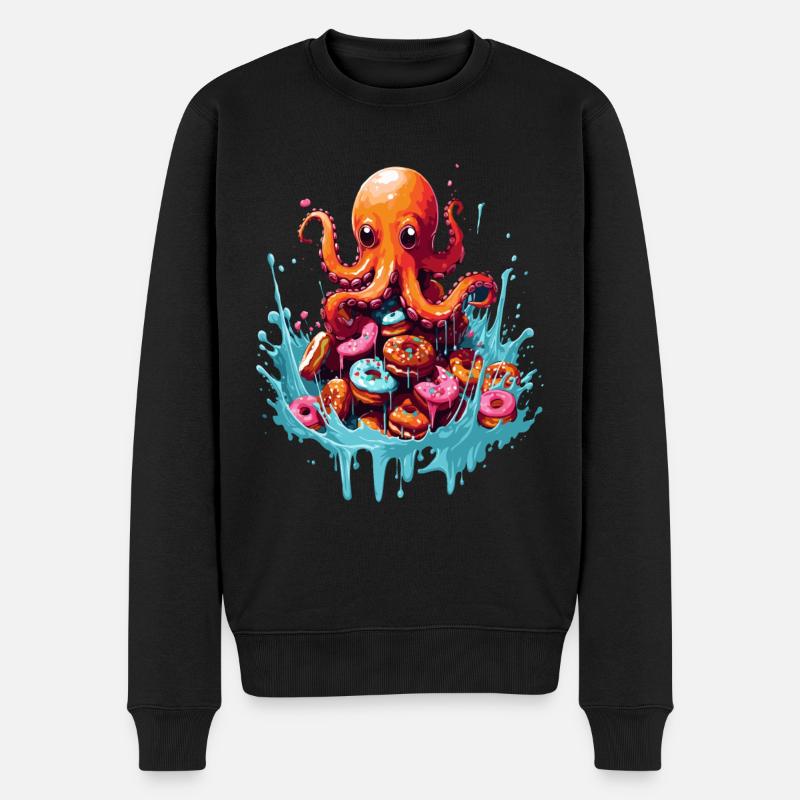 Der Oktopus Donut - Männer Premium Bio Pullover - Schwarz