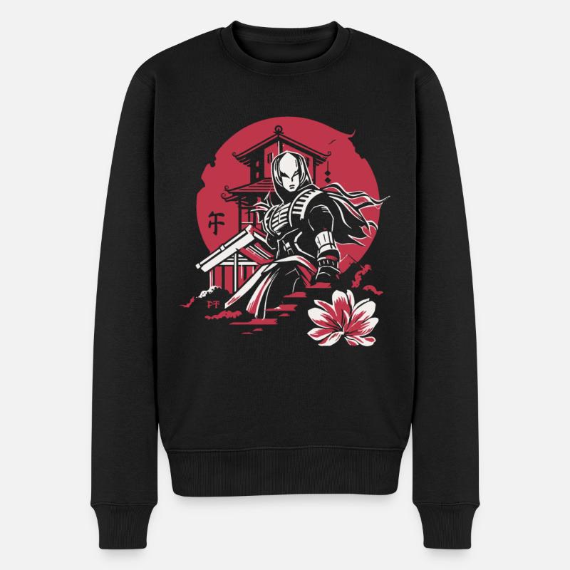 Japanischer Samurai-Held - Männer Premium Bio Pullover - Schwarz