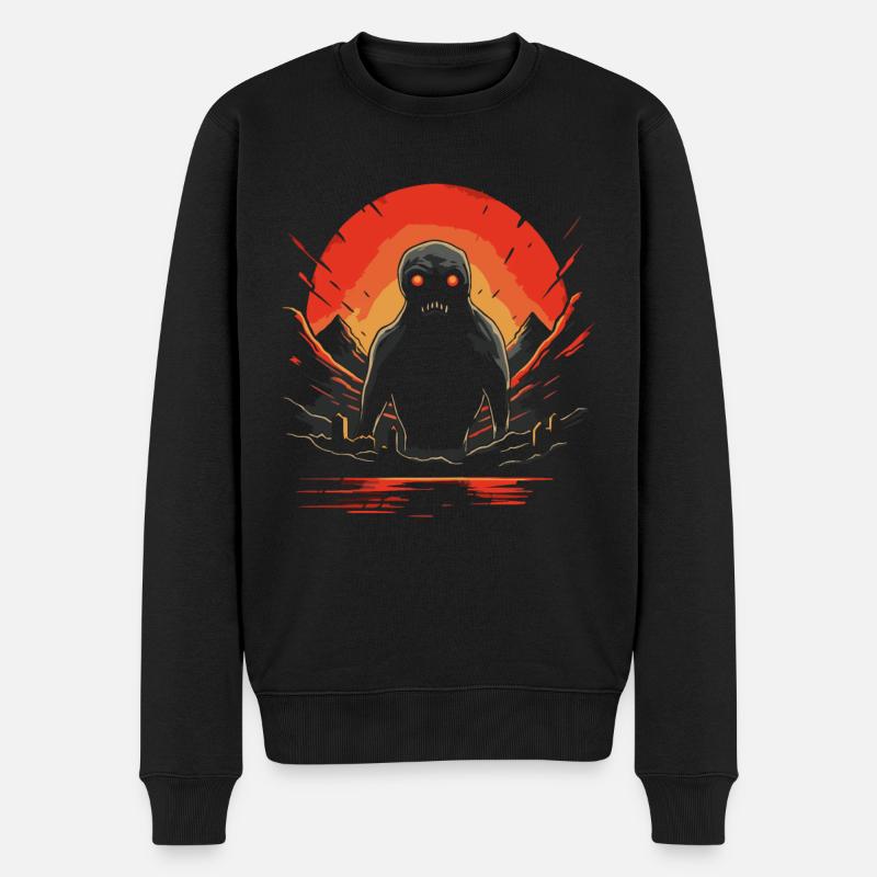 Berge Monster Horror - Männer Premium Bio Pullover - Schwarz