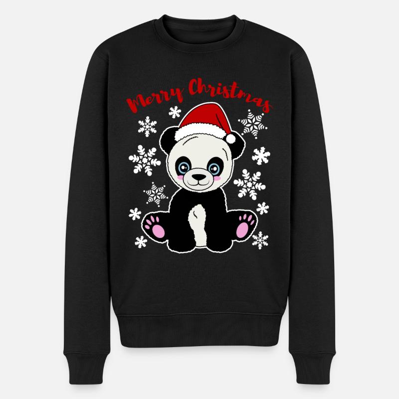 Mignon Panda Enfant Joyeux Noël Festif - Pull Premium bio Homme - noir