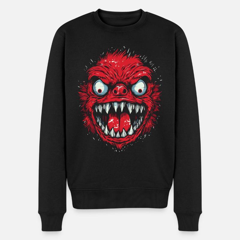 Wütendes rotes Monster - Männer Premium Bio Pullover - Schwarz