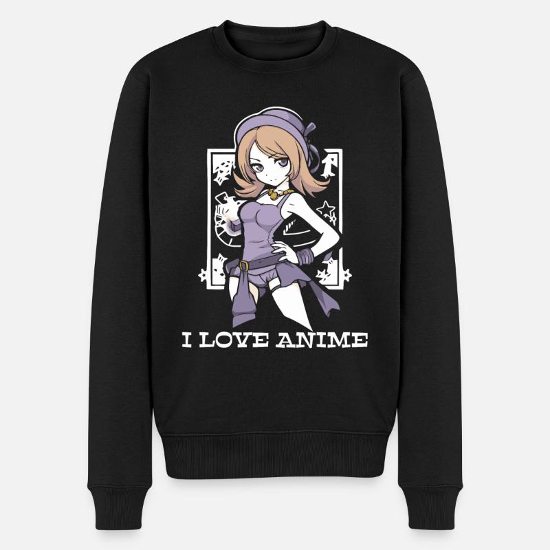Ich liebe Anime und Manga - Männer Premium Bio Pullover - Schwarz