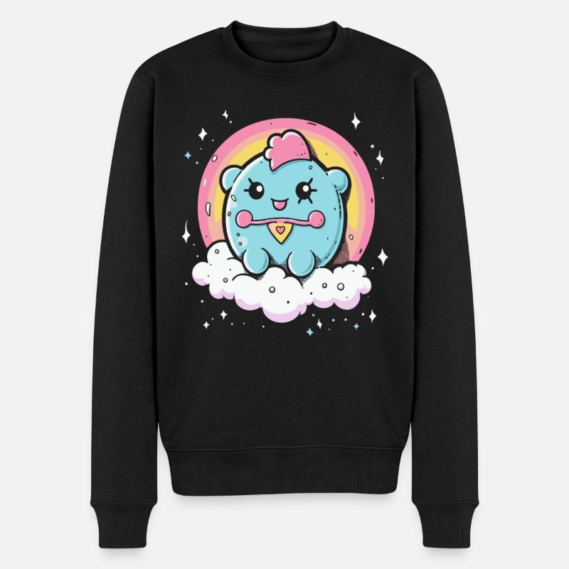 Niedliches Ding mit Regenbogen - Männer Premium Bio Pullover - Schwarz