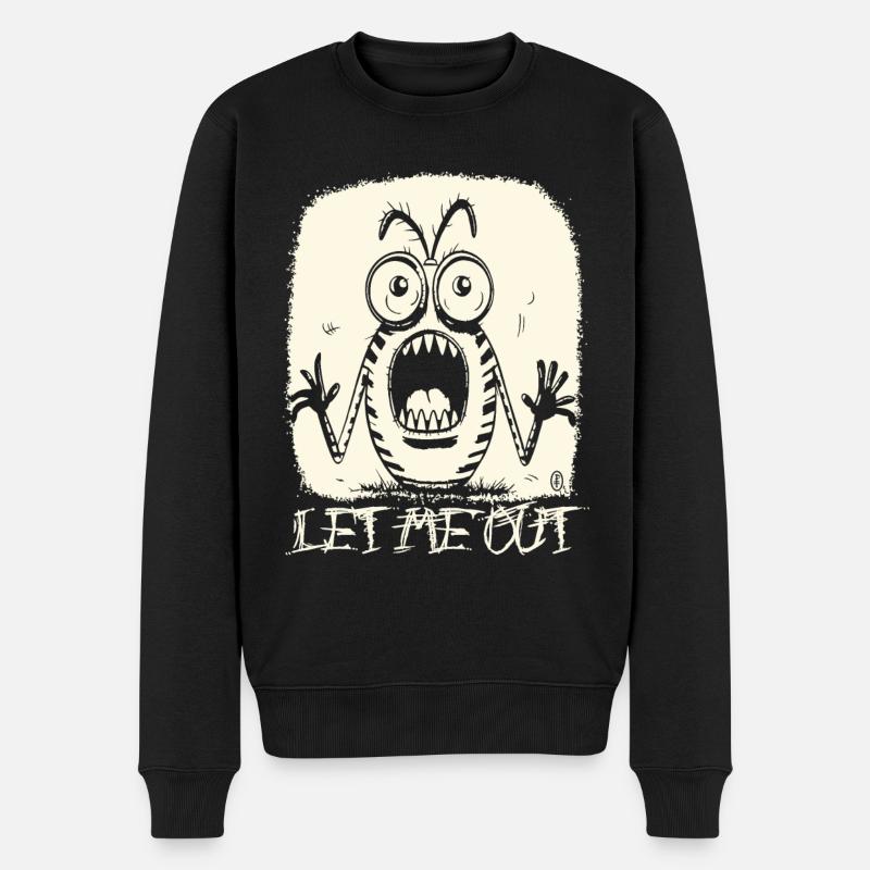 Ein Cartoon-Insekt schreit: Lass mich raus! - Männer Premium Bio Pullover - Schwarz