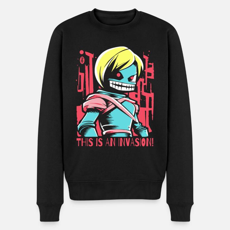 Dies ist eine Invasion - Männer Premium Bio Pullover - Schwarz