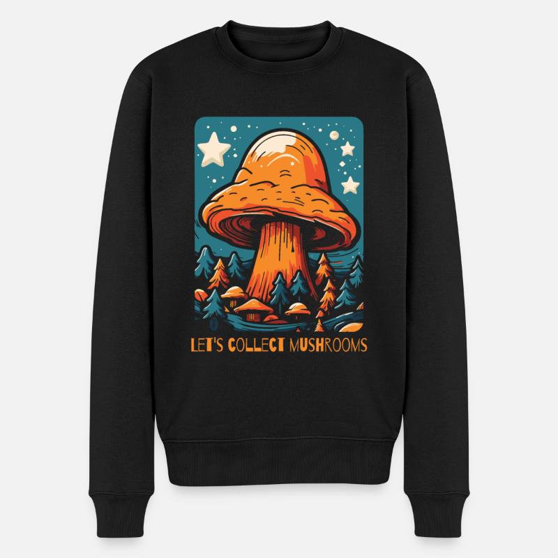 Lass uns Pilze sammeln - Männer Premium Bio Pullover - Schwarz