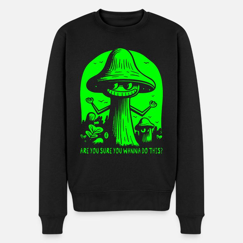 Bist du sicher? Lustige unsichere Cartoon Pilze - Männer Premium Bio Pullover - Schwarz