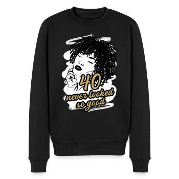 40 und Unwiderstehlich Charmant - Männer Premium Bio Pullover - Schwarz - Vorne - Nico (187cm)