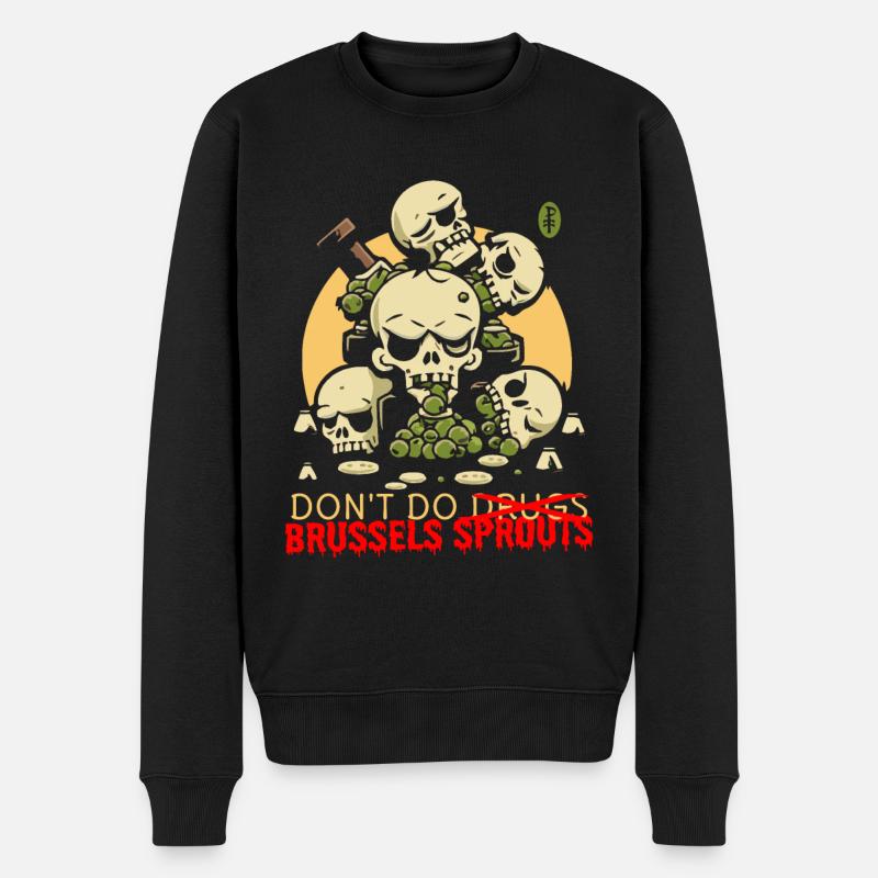 Ekelhafte Gemüse Schädel: Vermeide Rosenkohl - Männer Premium Bio Pullover - Schwarz