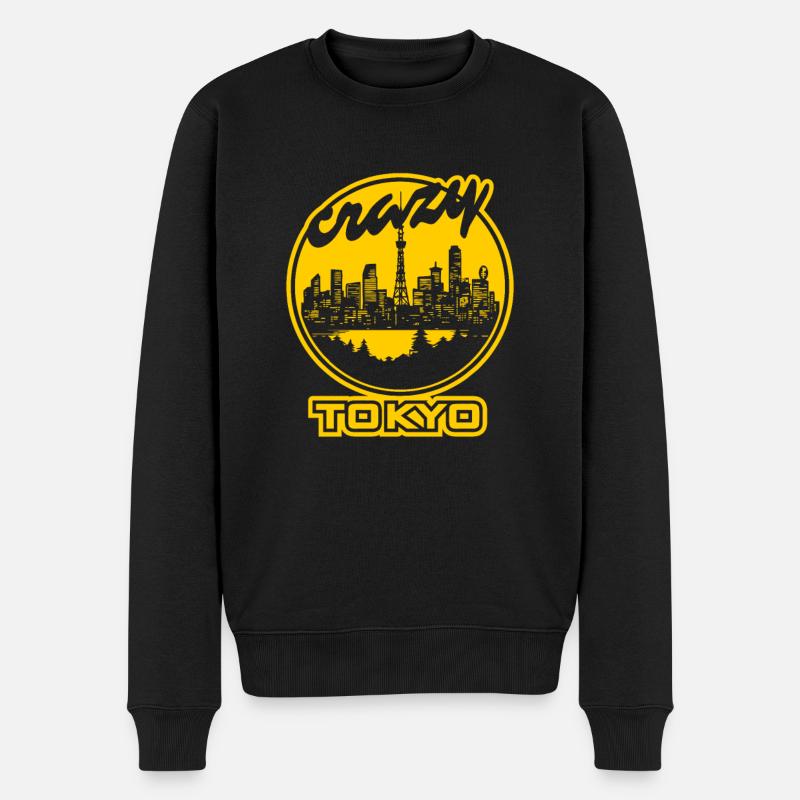 Verrücktes Tokyo - Männer Premium Bio Pullover - Schwarz