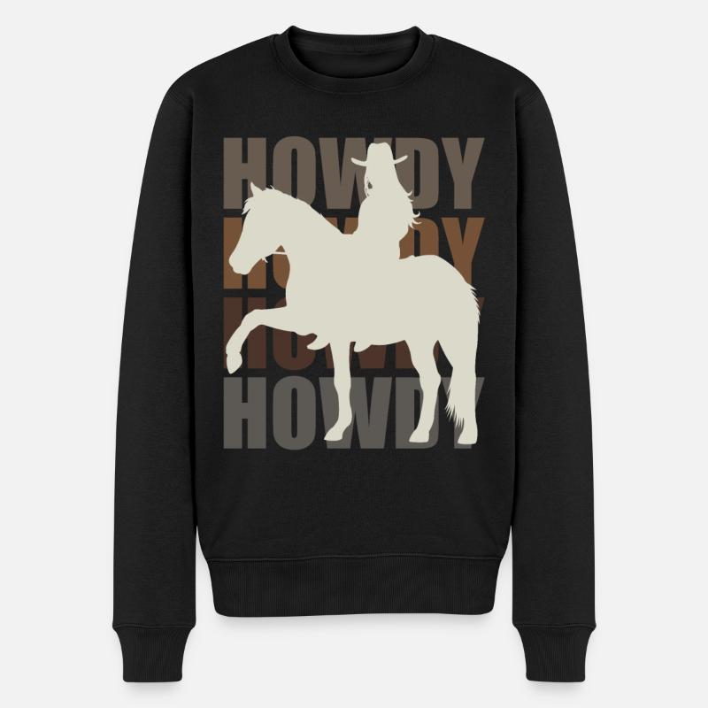 Howdy! Westernreiter Gruß und Spaß - Männer Premium Bio Pullover - Schwarz