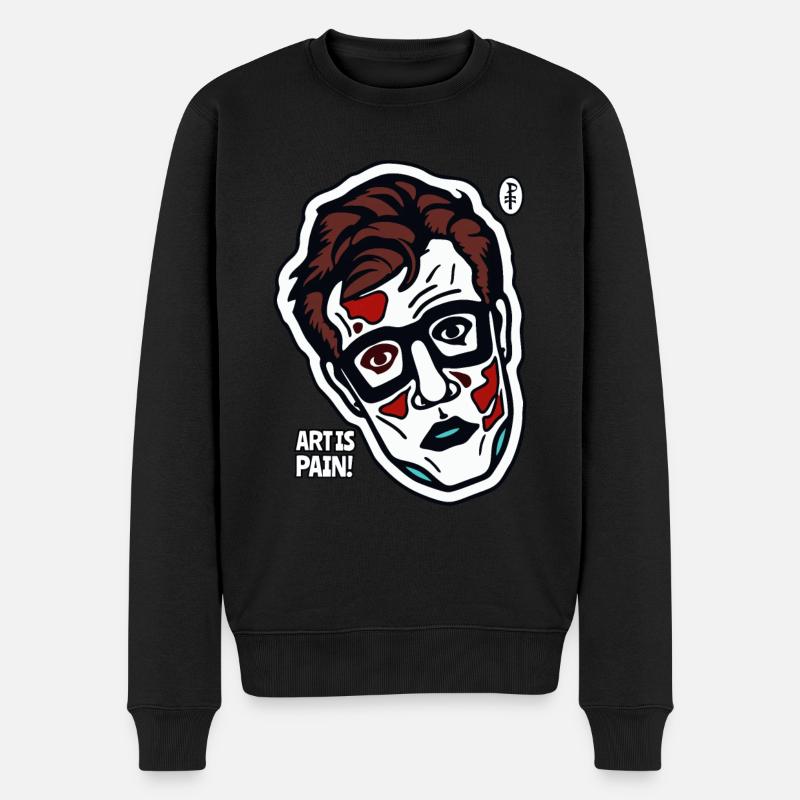 Kunst ist Leiden - Männer Premium Bio Pullover - Schwarz