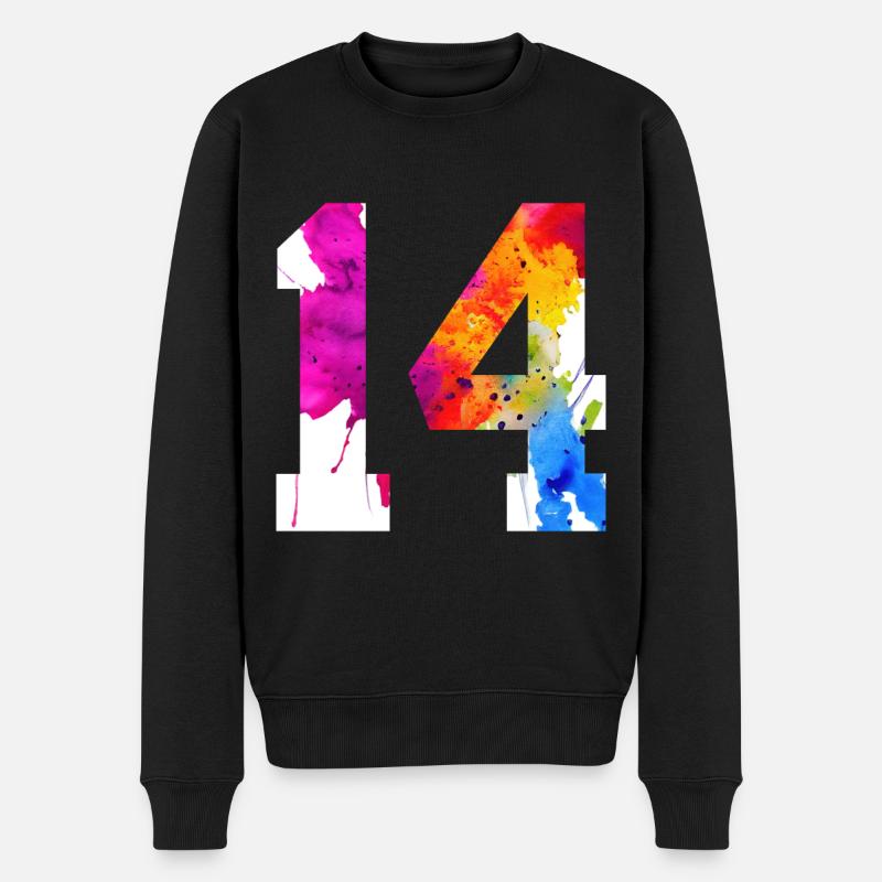 NUMMER 14 JAHRE ALT 14. GEBURTSTAG - Männer Premium Bio Pullover - Schwarz