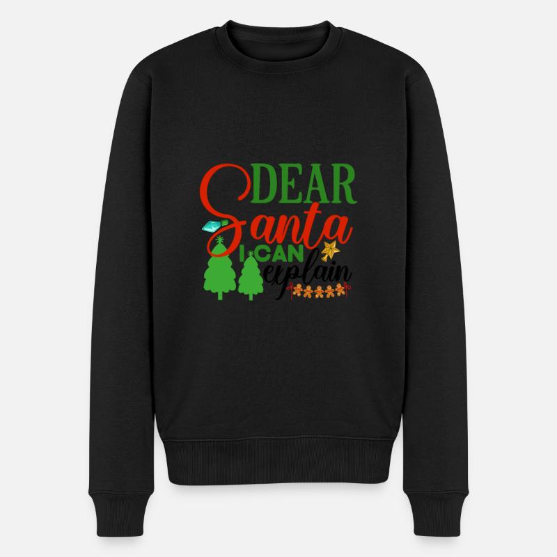 Dear Santa I can explain - Männer Premium Bio Pullover - Schwarz