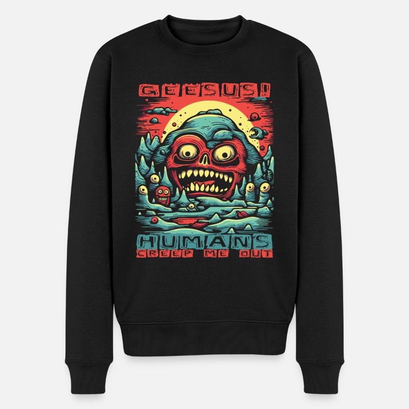 Geeesus, Menschen machen mir Gänsehaut und Angst - Männer Premium Bio Pullover - Schwarz