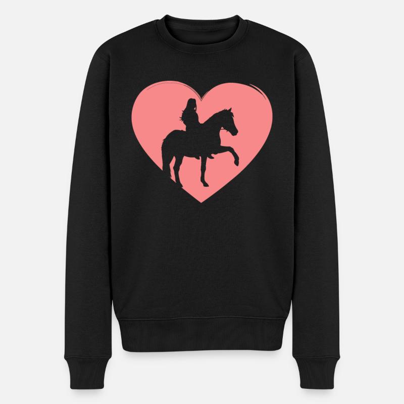 Coeur Cavalier Cheval Bonheur - Pull Premium bio Homme - noir