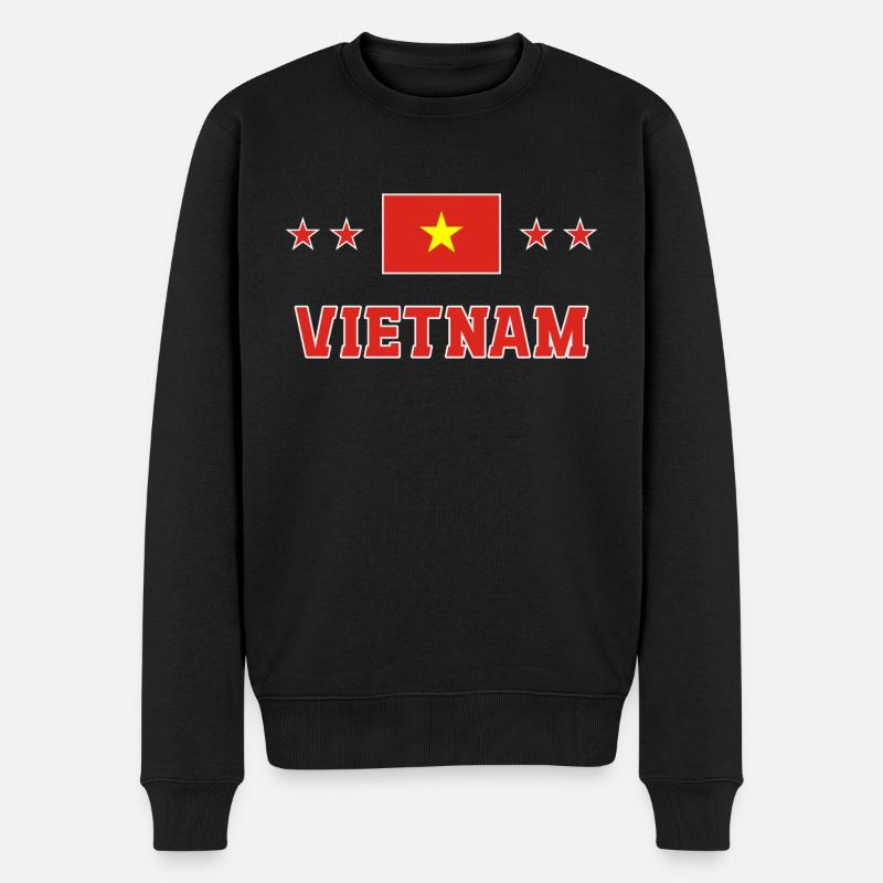 Vietnam - Männer Premium Bio Pullover - Schwarz