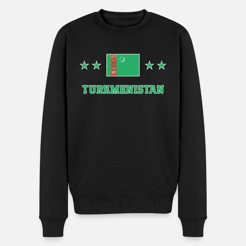 Turkmenistan - Männer Premium Bio Pullover - Schwarz