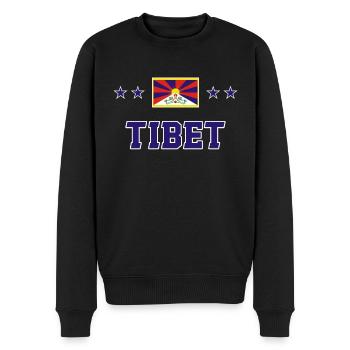 Tibet - Männer Premium Bio Pullover - Schwarz - Vorne - Nico (187cm)
