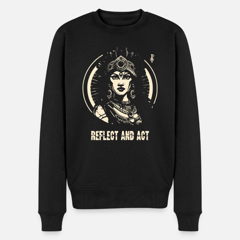 Réfléchir et agir, femme autochtone - Pull Premium bio Homme - noir