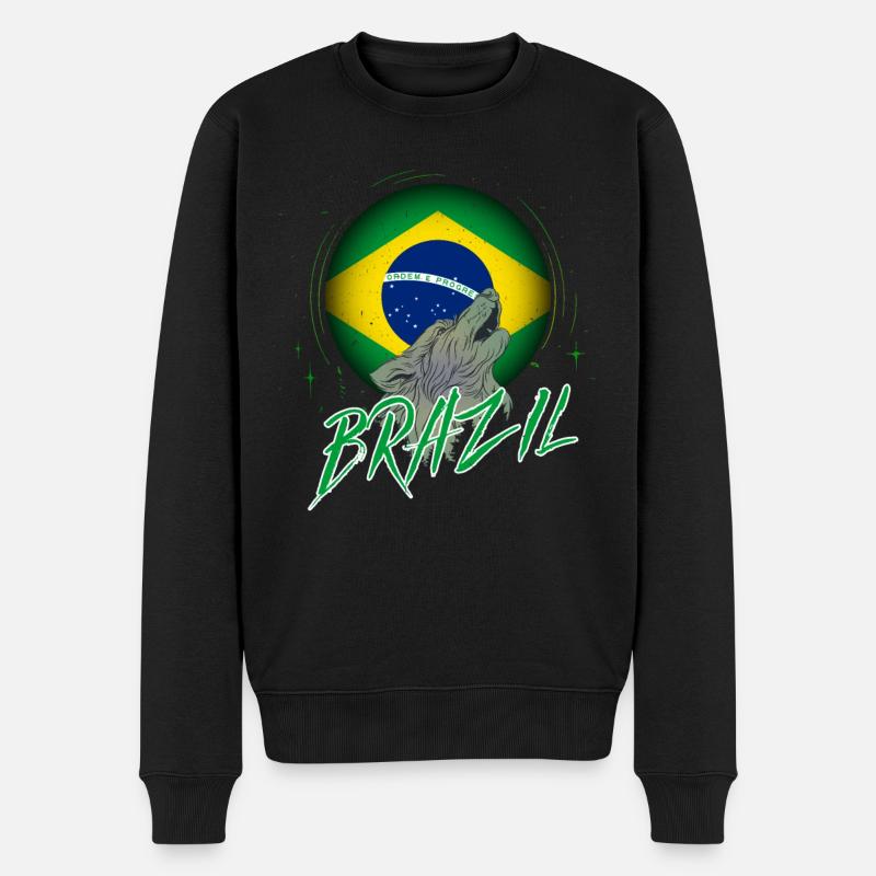 Brasilien - Männer Premium Bio Pullover - Schwarz