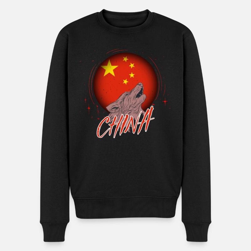China - Männer Premium Bio Pullover - Schwarz