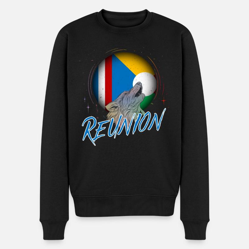 Réunion - Männer Premium Bio Pullover - Schwarz