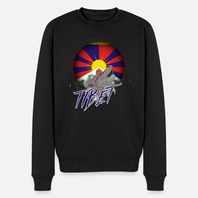 Tibet - Männer Premium Bio Pullover - Schwarz