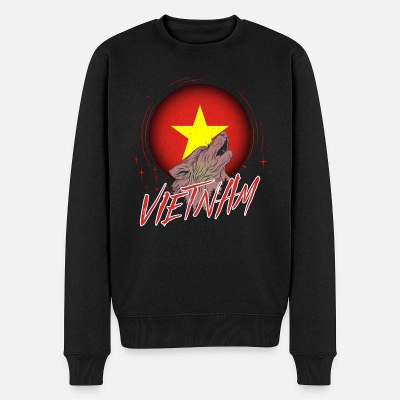 Vietnam - Männer Premium Bio Pullover - Schwarz