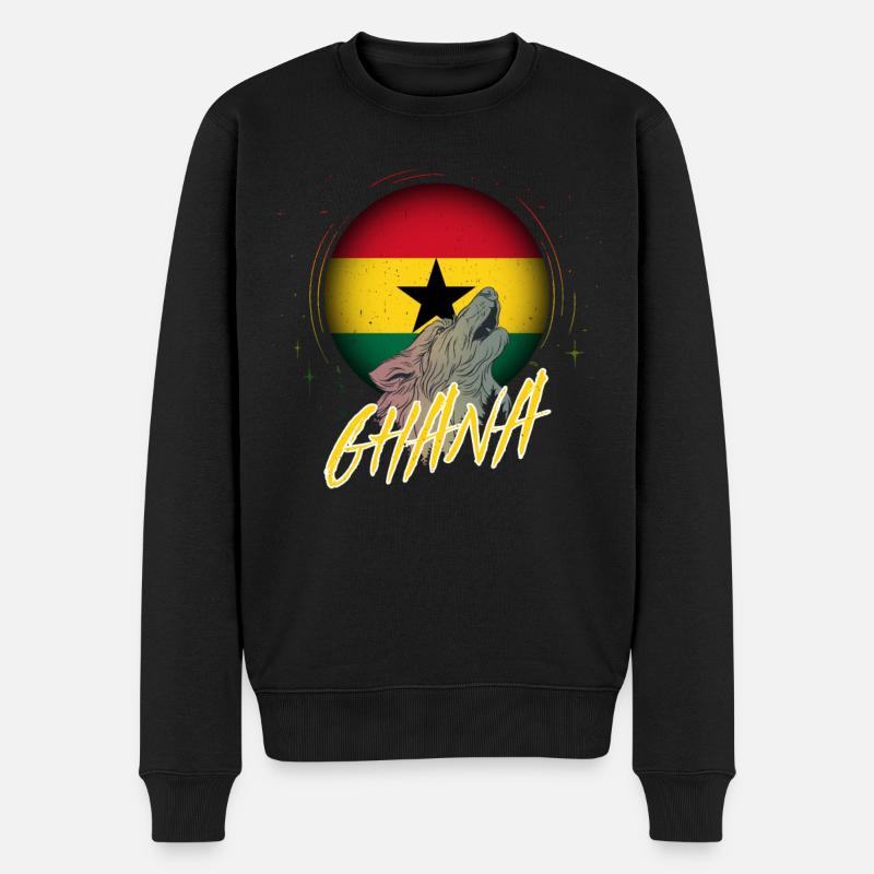 Ghana - Männer Premium Bio Pullover - Schwarz