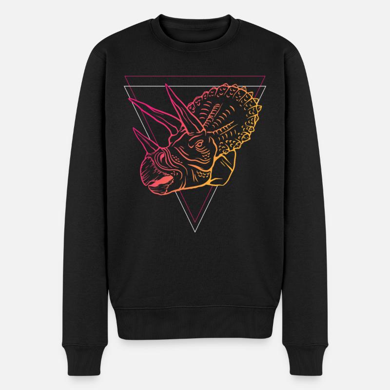 Geometrischer Triceratops Kunst Deko Stil - Männer Premium Bio Pullover - Schwarz