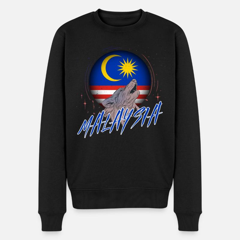 Malaysia - Männer Premium Bio Pullover - Schwarz