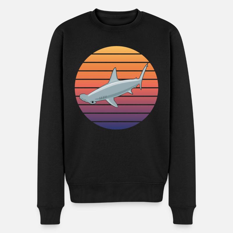 Requin-marteau Silhouette Coucher de soleil - Pull Premium bio Homme - noir