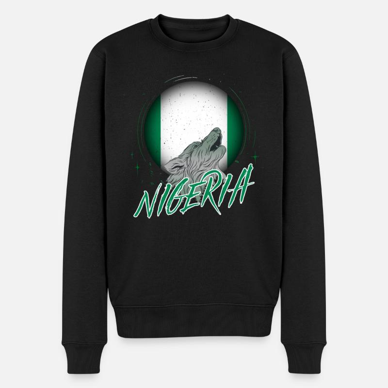 Nigeria - Männer Premium Bio Pullover - Schwarz