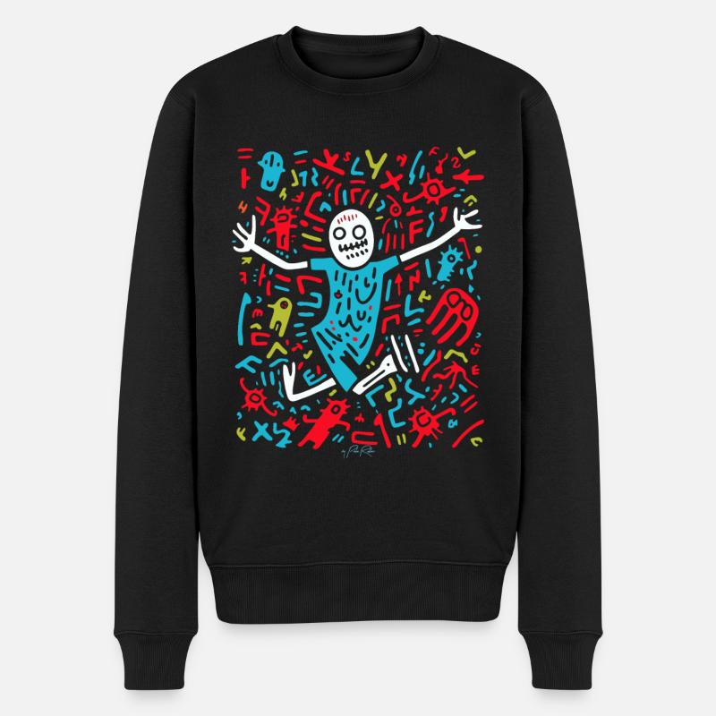 Pop-Art-Cartoon-Fülle - Männer Premium Bio Pullover - Schwarz