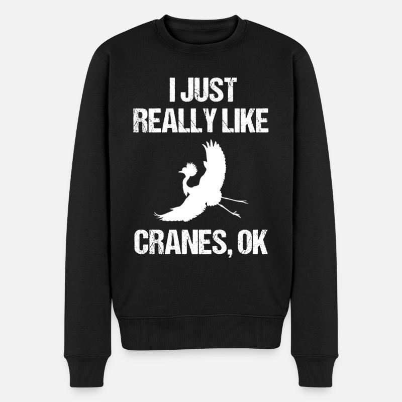 Einfach Kraniche Liebhaber Statement - Männer Premium Bio Pullover - Schwarz
