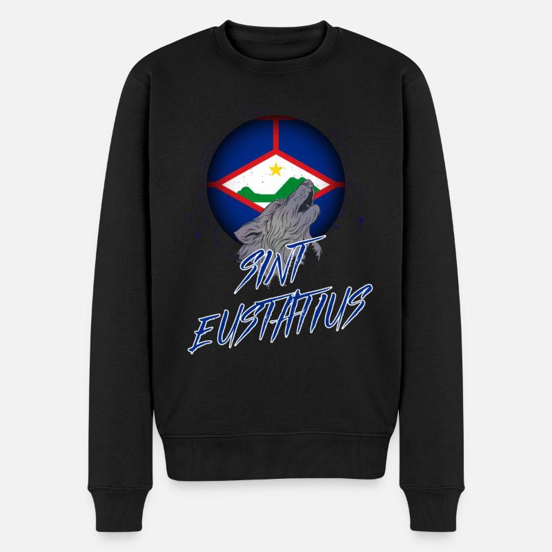 Sint Eustatius - Männer Premium Bio Pullover - Schwarz